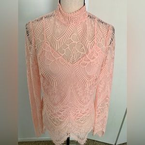 bebe Lace Turtleneck Peach size L